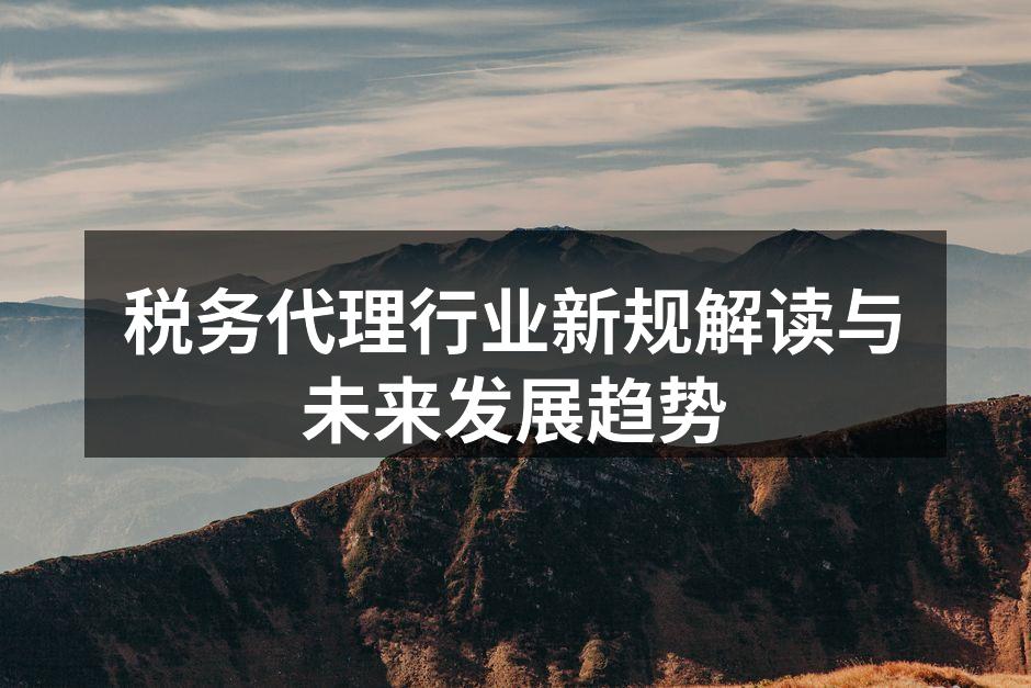税务代理行业新规解读与未来发展趋势