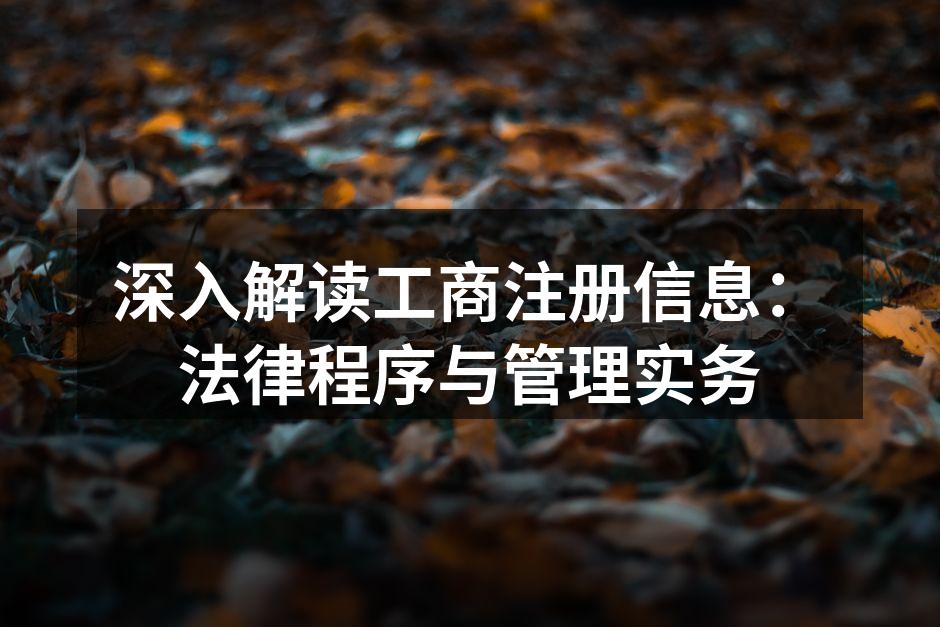 深入解读工商注册信息：法律程序与管理实务