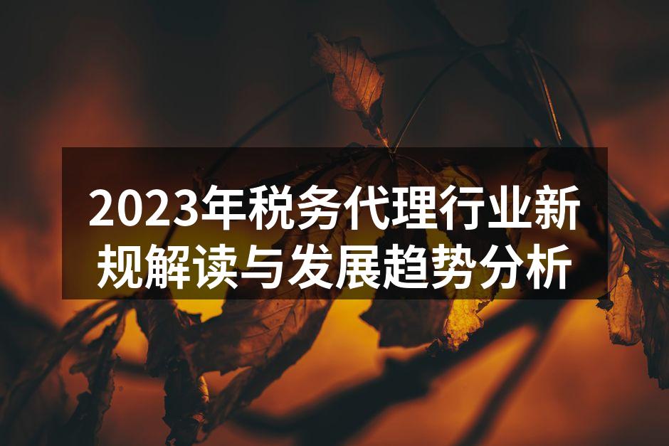 2023年税务代理行业新规解读与发展趋势分析
