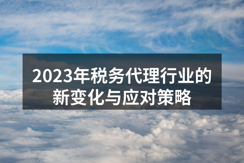 2023年税务代理行业的新变化与应对策略