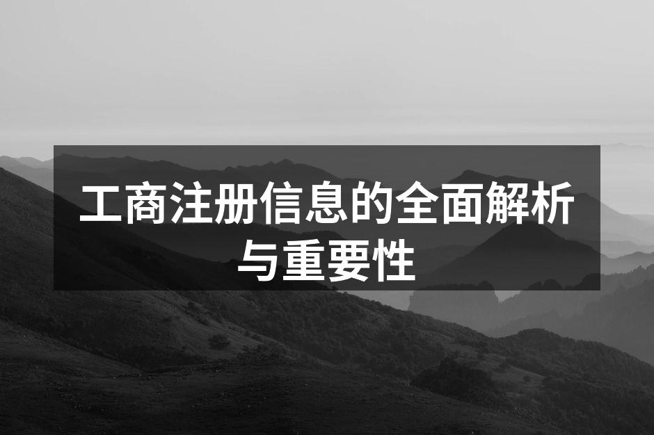 工商注册信息的全面解析与重要性